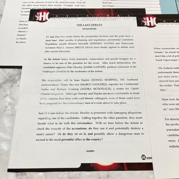 Showtime Movie Press Kit The Last Debate 2000 James Garner Peter Gallagher - Picture 5 of 10